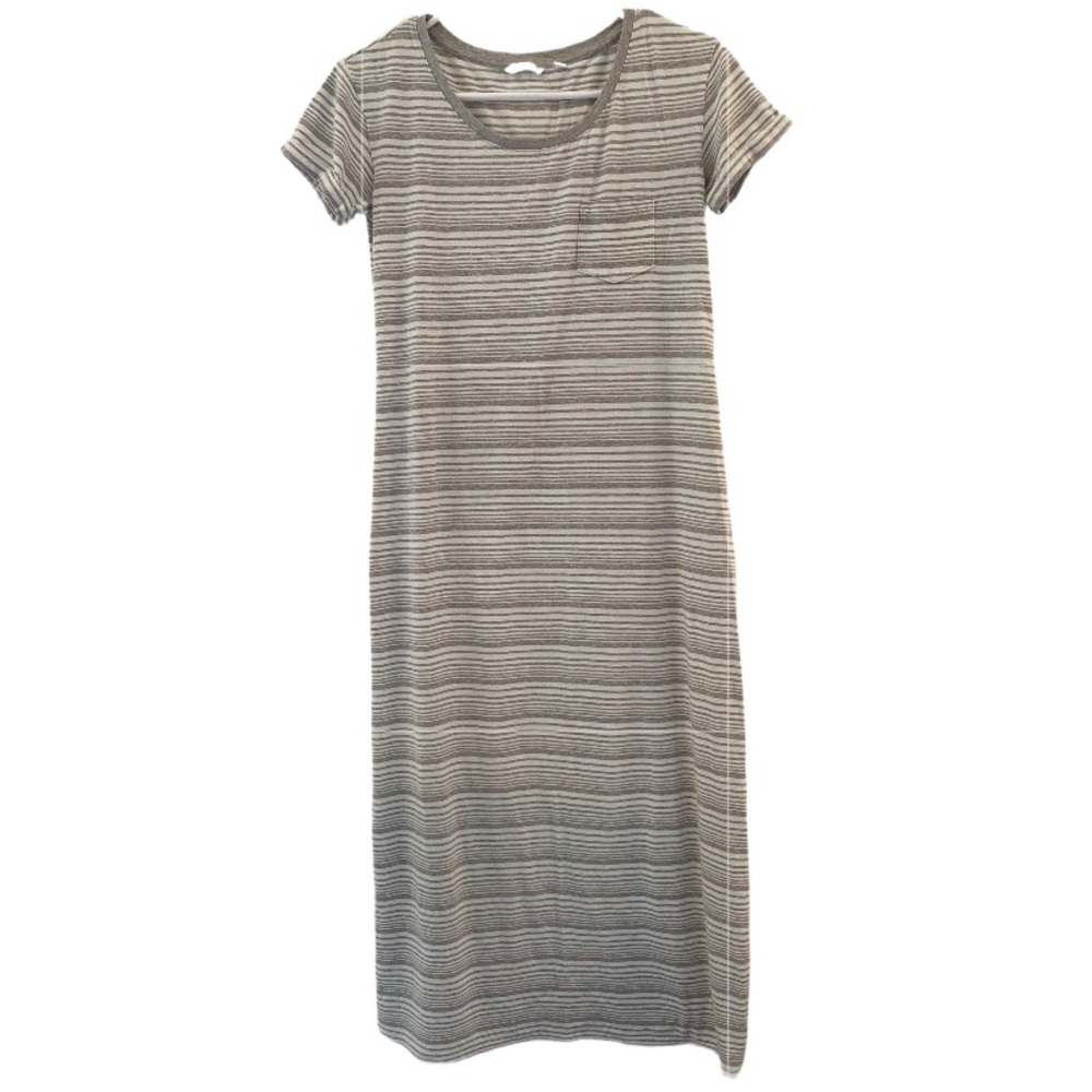 Uniqlo Gray Casual Maxi Dress with Cuffed Sleeves Size XS